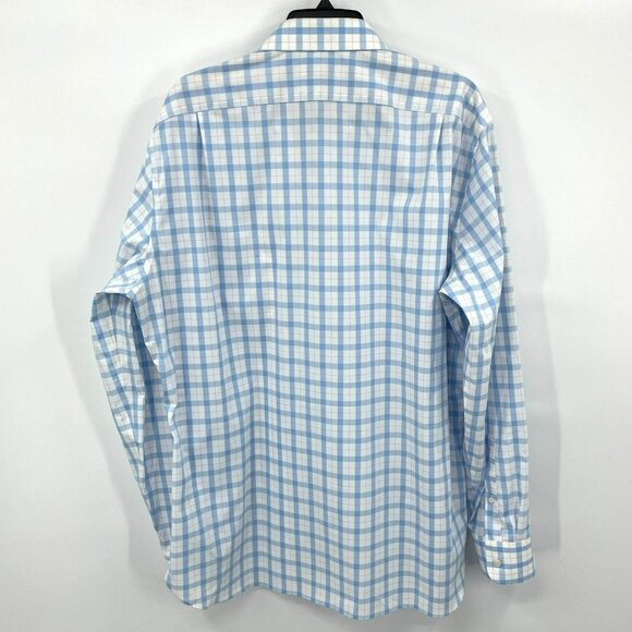 J. Crew Mens Blue Plaid Thompson Slim Fit Wrinkle Resistant Shirt - Picture 2 of 6